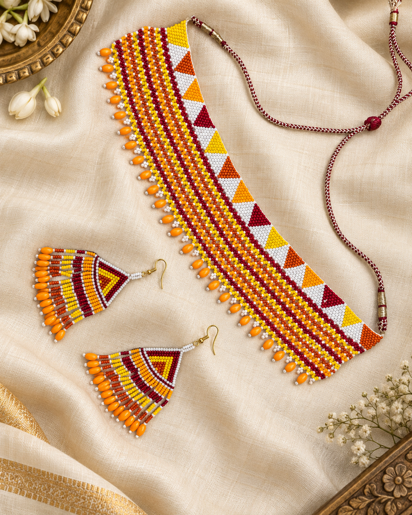 Kesariya Utsav Handcrafted Choker Set
