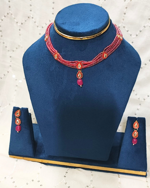 Red Kundan Necklace Set