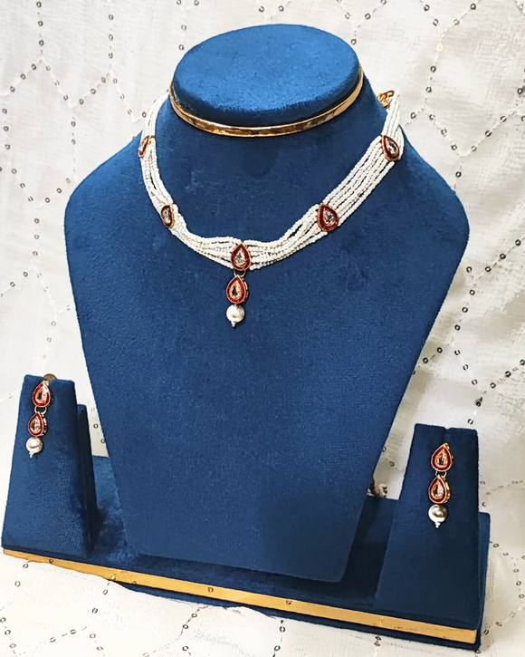 White Kundan Necklace Set